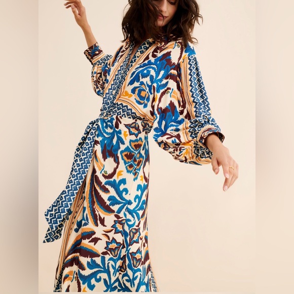 FARM Rio Dresses & Skirts - Farm Rio / New Toucan Scarf Sand Midi Dress / Boho Elegant Maxi Dress